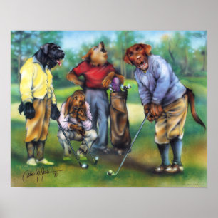Dogs Playing Golf Poster