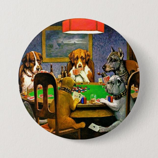Dogs Playing Poker 3 Inch Round Button (Front)