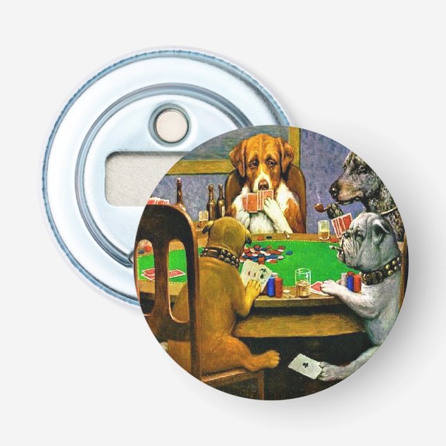 Dogs Playing Poker Bottle Opener (Front)