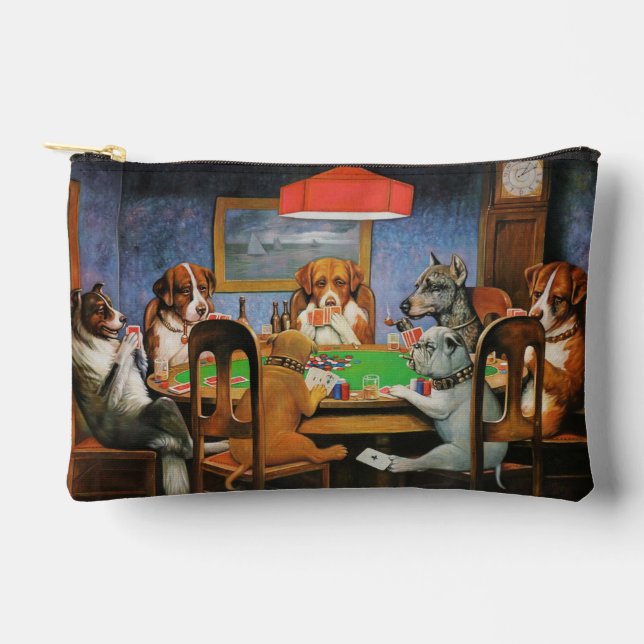 Dogs Playing Poker by C.M. Coolidge Accessory Pouch (Front)