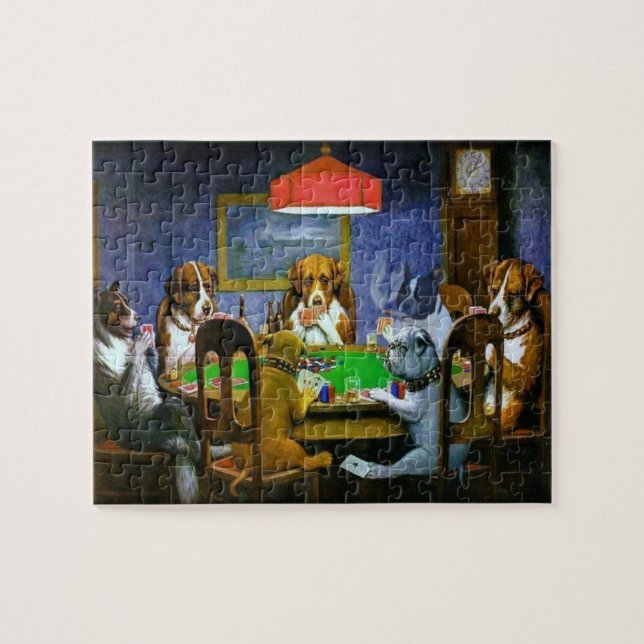 Dogs playing Poker by C M Coolidge Jigsaw Puzzle (Horizontal)