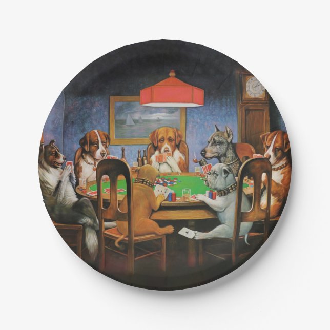 Dogs Playing Poker by C.M. Coolidge Paper Plate (Front)