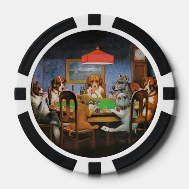 Dogs Playing Poker by C.M. Coolidge Poker Chips (Front)