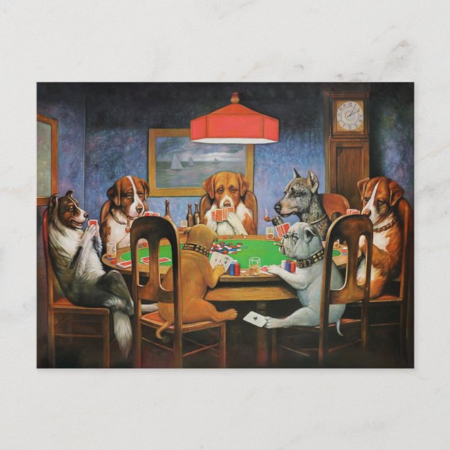 Dogs Playing Poker by C.M. Coolidge Postcard (Front)