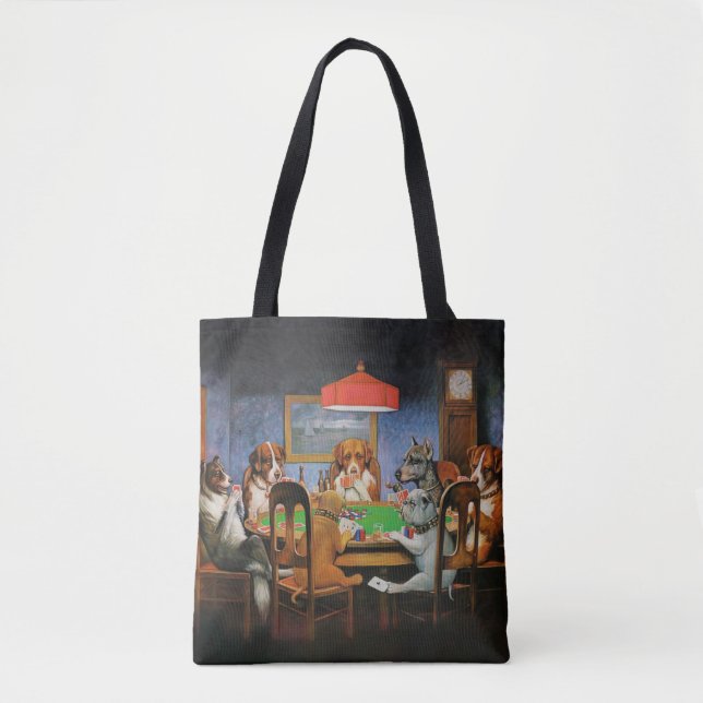 Dogs Playing Poker by C.M. Coolidge Tote Bag (Front)