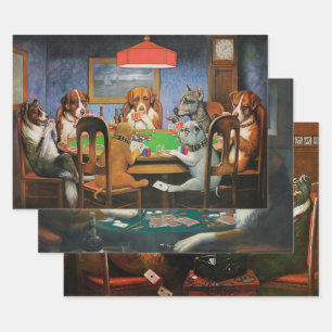 Dogs Playing Poker by C.M. Coolidge Wrapping Paper Sheet