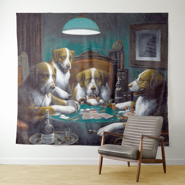 Dogs Playing Poker Cassius Marcellus Coolidge 1894 Tapestry (In Situ (Horizontal))