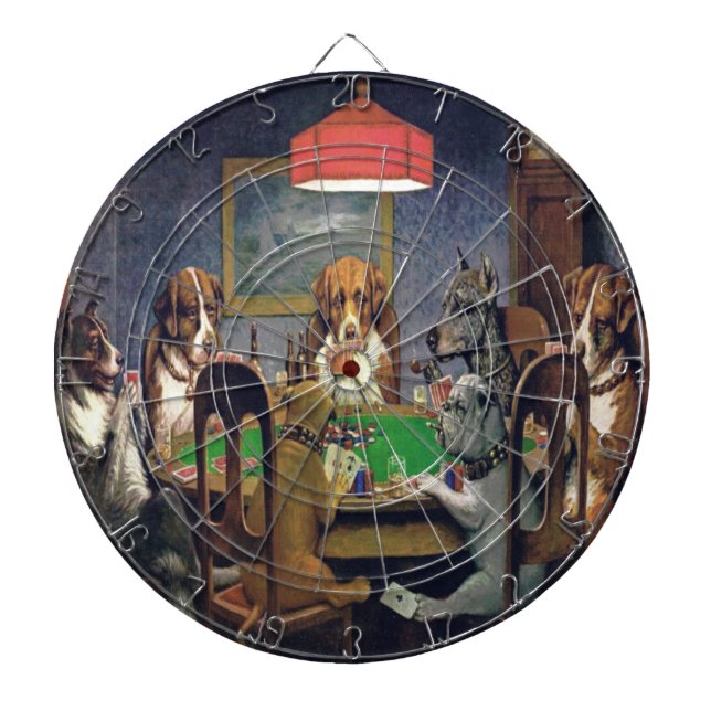 Dogs Playing Poker Dartboard (Front)