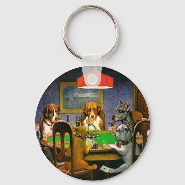 Dogs Playing Poker Keychain (Front)