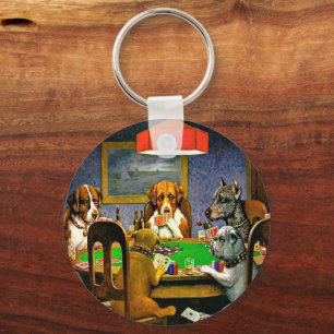 Dogs Playing Poker Keychain