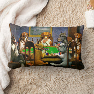 Dogs Playing Poker Lumbar Pillow