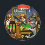 Dogs Playing Poker Round Clock<br><div class="desc">Dogs playing poker,  famous painting by C.M. Coolidge,  1903.</div>