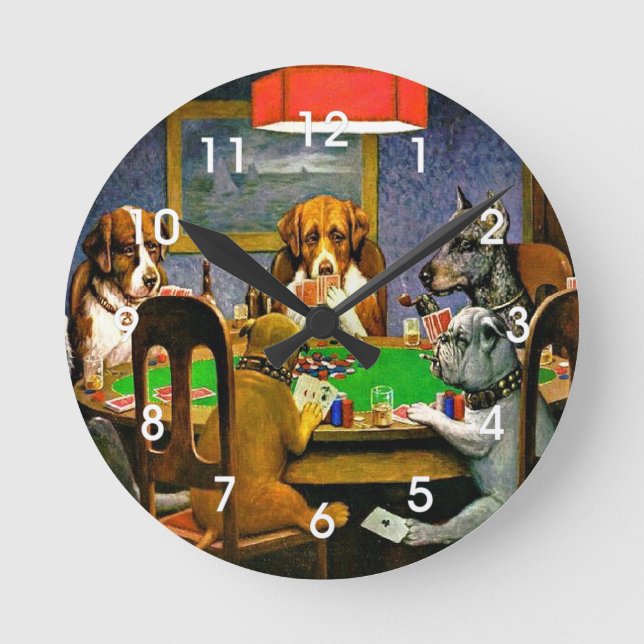 Dogs Playing Poker Round Clock (Front)