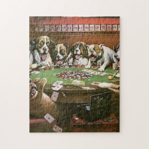 Dogs Playing Poker Sympathy - Cassius Coolidge Jigsaw Puzzle