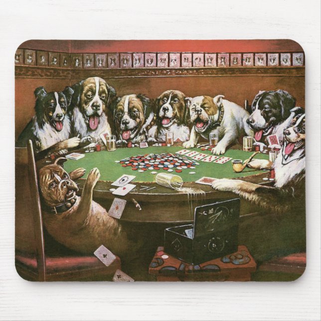 Dogs Playing Poker Sympathy - Cassius Coolidge Mouse Pad (Front)