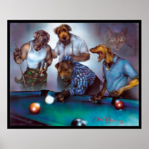 Dogs Playing Pool - Dan Mc Manus Poster