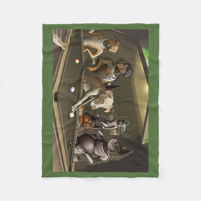 Dogs Playing Pool - Dogz Fleece Blanket (Front)