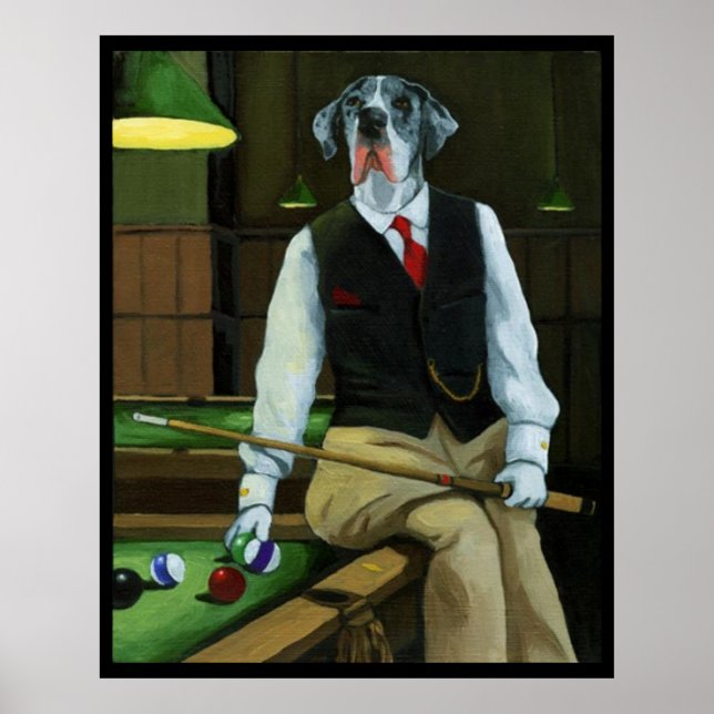 Dogs Playing Pool - Great Dane Poster (Front)