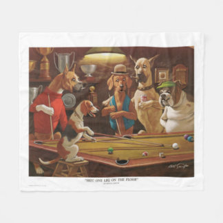 Dogs Playing Pool - One Leg on the Floor Fleece Blanket