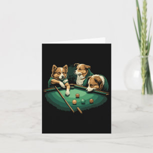 Dogs Playing Pool Table Billiards 8 Ball  Card