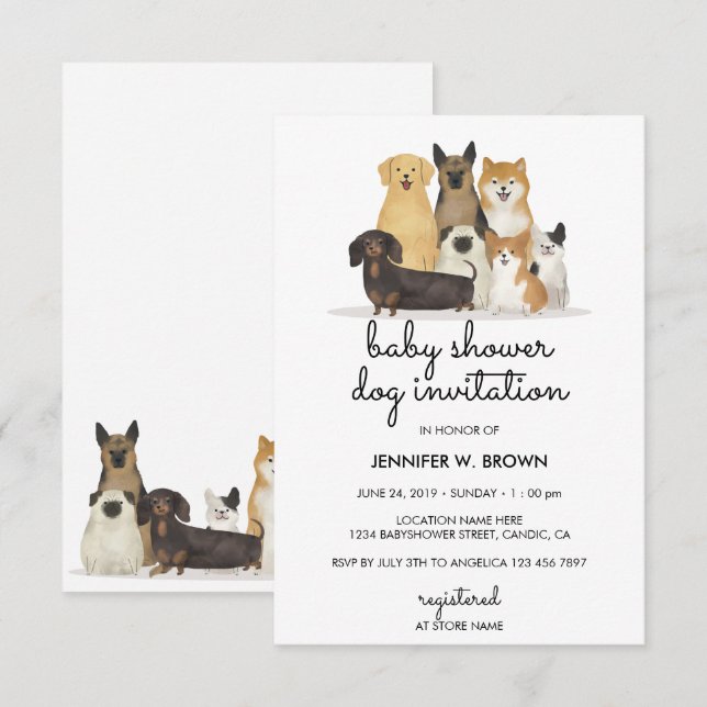 Dogs Pug French bulldog corgi Invitation (Front/Back)