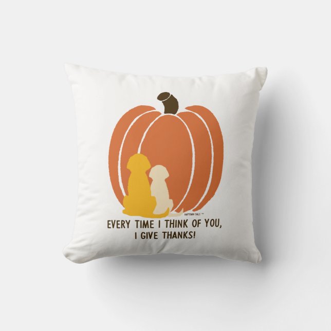Dogs, Pumpkins, Gratitude Throw Pillow (Front)