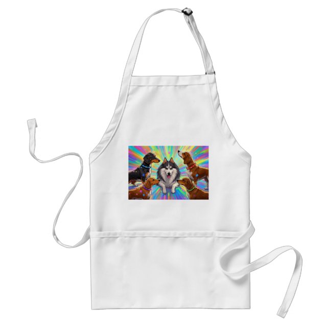 Dogs Puppies with rainbow background  Standard Apron (Front)