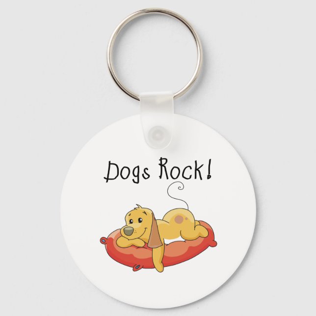 Dogs Rock Tshirts and Gifts Keychain (Front)