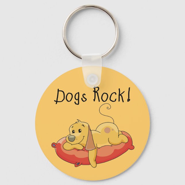Dogs Rock Tshirts and Gifts Keychain (Front)
