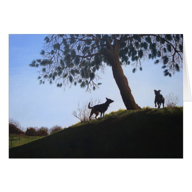 dogs scenic park landscape painting realist art (Front Horizontal)