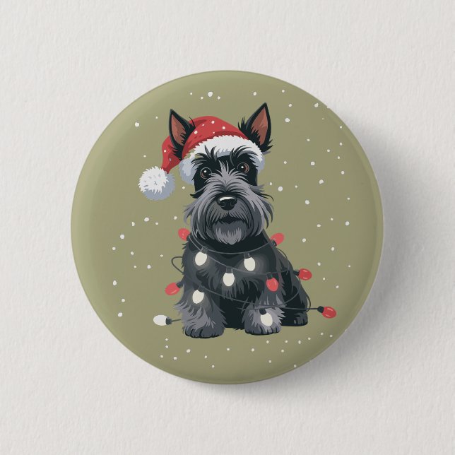 Dogs Scottie Scottish Terrier Christmas Dog Mom  2 Inch Round Button (Front)
