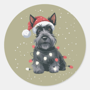 Dogs Scottie Scottish Terrier Christmas Dog Mom Classic Round Sticker