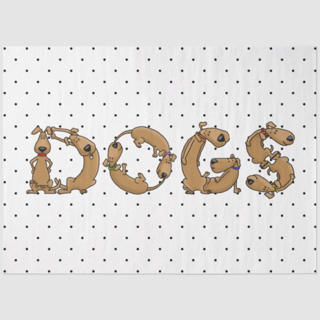 DOGS Spelled in Funny Cute Dog Letters Tissue Paper (Front)