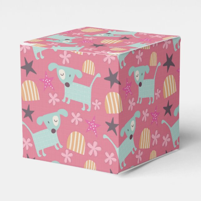Dogs, Stars, and Flowers Favor Box (Front Side)