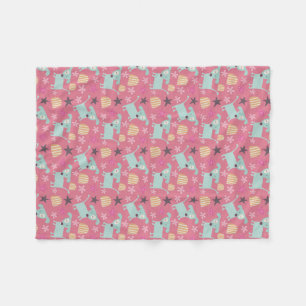 Dogs, Stars, and Flowers Fleece Blanket