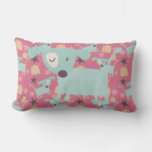 Dogs, Stars, and Flowers Lumbar Pillow