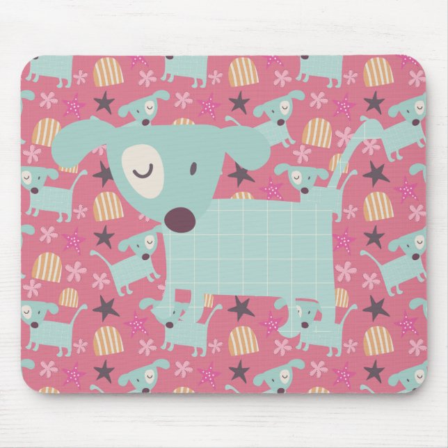 Dogs, Stars, and Flowers Mouse Pad (Front)
