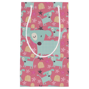 Dogs, Stars, and Flowers Small Gift Bag
