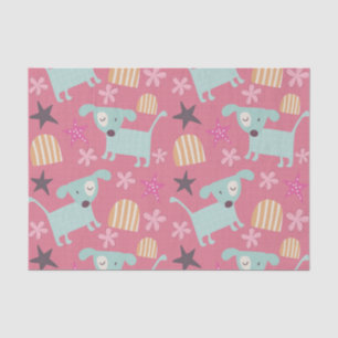 Dogs, Stars, and Flowers Tissue Paper