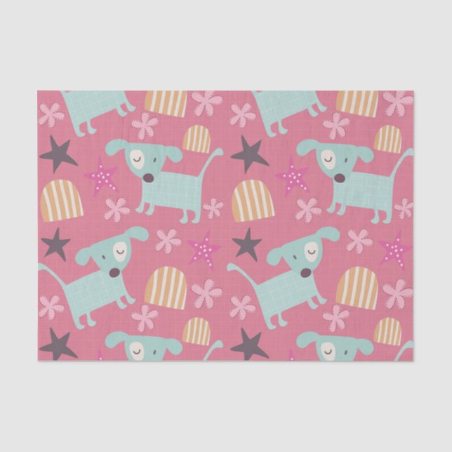Dogs, Stars, and Flowers Tissue Paper (Front)