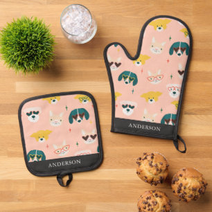 Dogs Sunglasses Glasses  Oven Mitt & Pot Holder Set