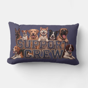 Dogs Support Crew Multi Breed Owner Blue Dog Lover Lumbar Pillow