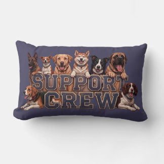 Dogs Support Crew Multi Breed Owner Blue Dog Lover Lumbar Pillow