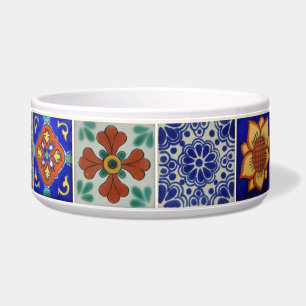 Dog's Talavera Tile Image on Feeding Ceramic Bowl
