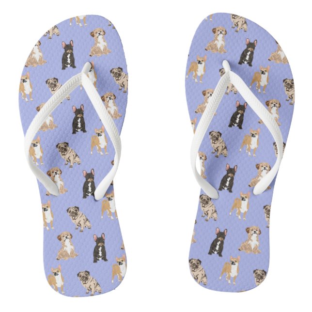 Dogs Vector Seamless Pattern Flip Flops (Footbed)