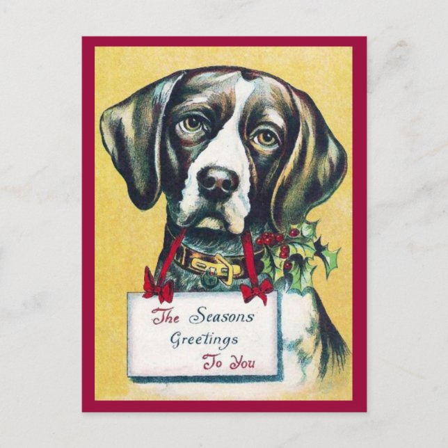 Dog's Vintage Holiday Postcard (Front)