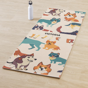 Dogs Watercolor Custom Pattern Yoga Mat