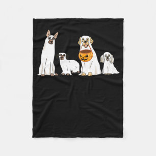 Dogs Wearing Ghost Costume Fun Dog Halloween Men W Fleece Blanket