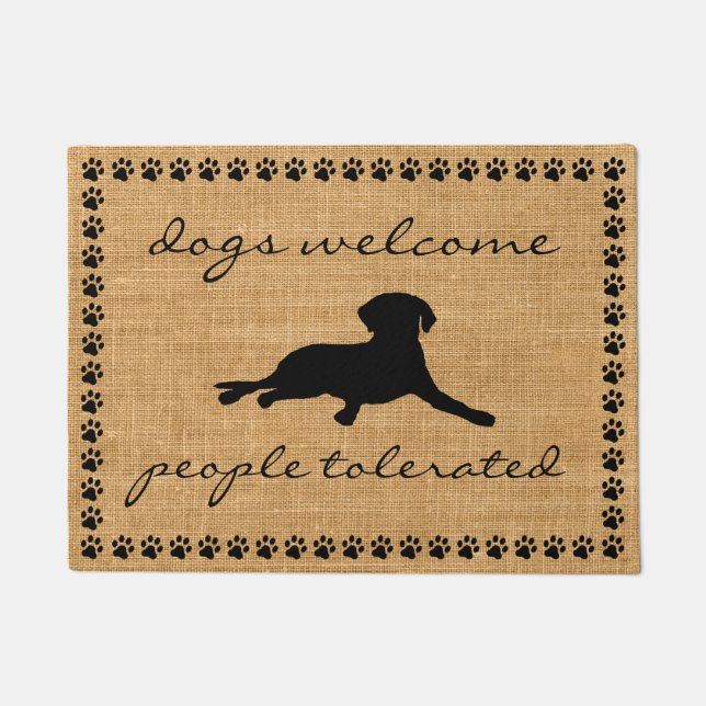 Dogs Welcome - People Tolerated Funny Doormat (Front)