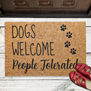 Dogs WelcomePeople Tolerated Rustic Coir Funny Dog Doormat